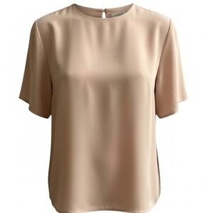 Jack Mulqueen Blouse Blush Beige Vintage Keyhole Back Top Womens Medium